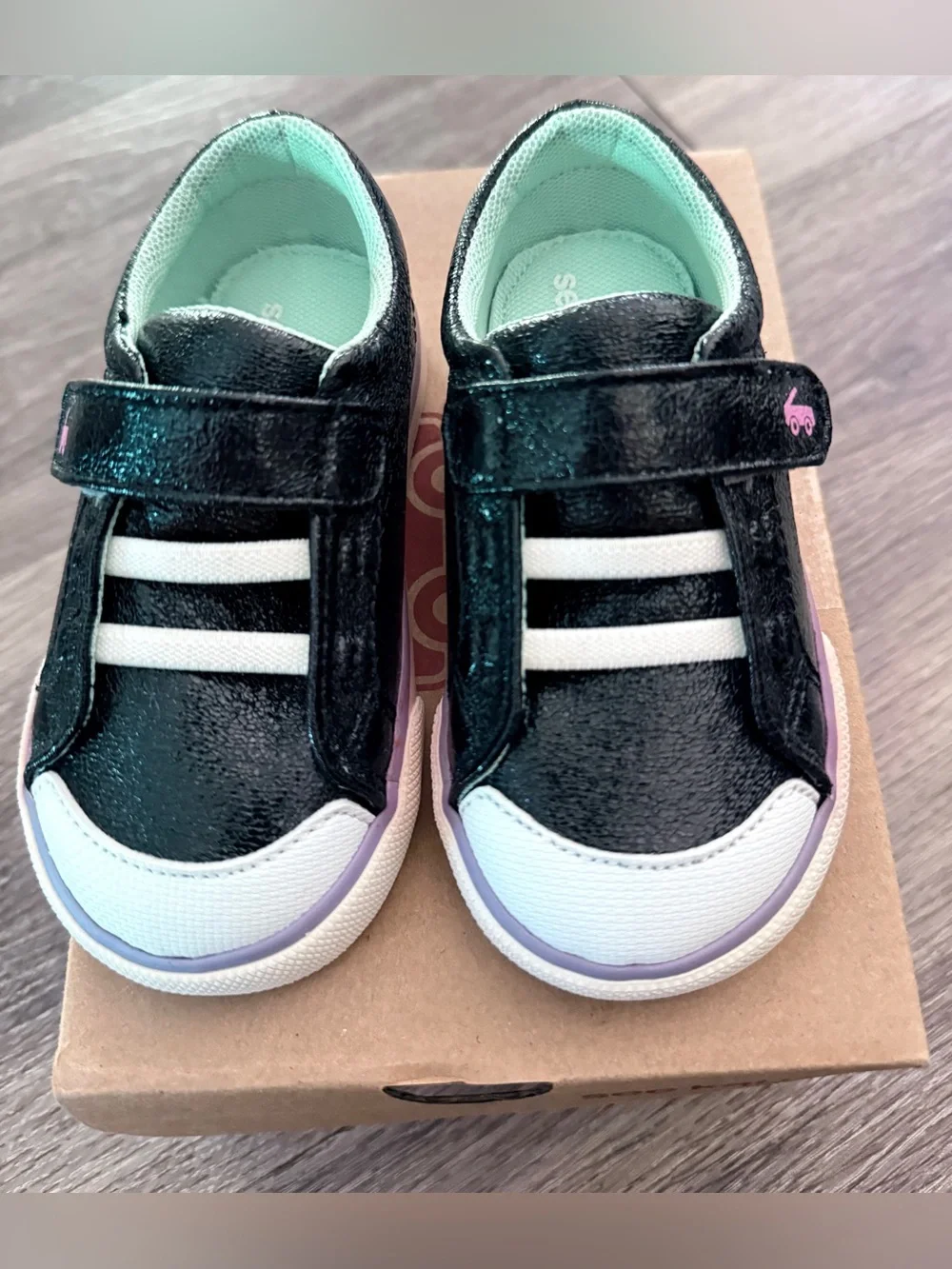 See Kai Run Alex Black Metallic low-top toddler sneaker